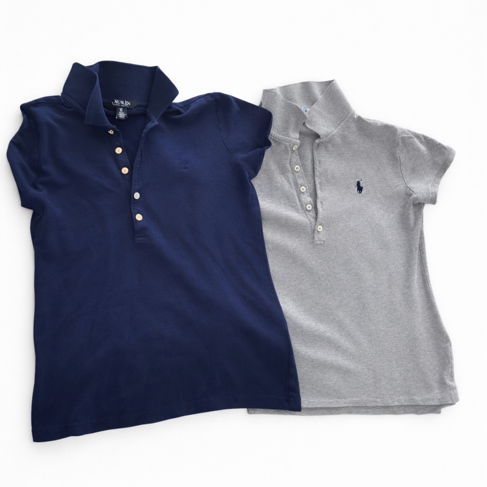 Women’s Slim fit Ralph Lauren Polo Navy and Gray Polo Shirts